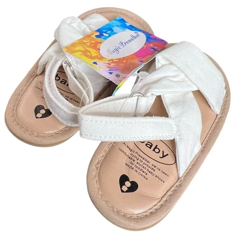 NEW Magic Prewalker Baby Sandals White Size 3 Soft Sole Toddler Shoes